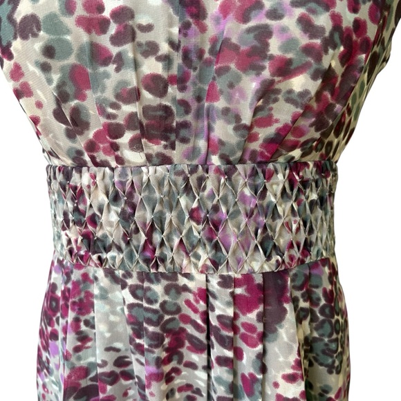 Banana Republic V-Neck Cap Sleeve Smocked Waist Chiffon Dress, Sz 2 - Picture 9 of 15